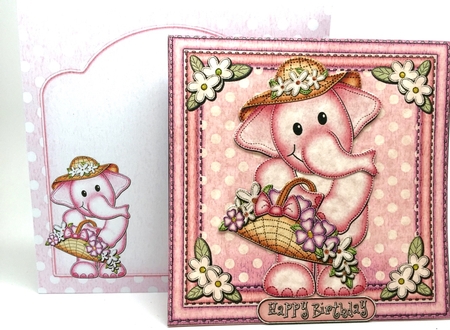 3D Lola Elephant's Basket Animated Moveable Wobble Head Kit by Elena Pavlova