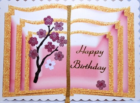 Triple Book Layers Background - Gold Edged Pink Glass by Elena Pavlova