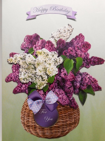 Lilac Basket Easel Card & Envelope by Elena Pavlova
