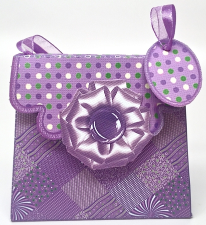 Handbag Gift Box Purple Patchwork by Elena Pavlova