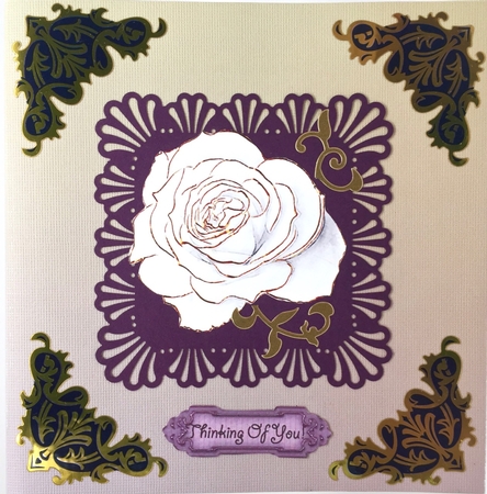 Hand Painted Rose Embellishments Large (gold Trim) by Elena Pavlova