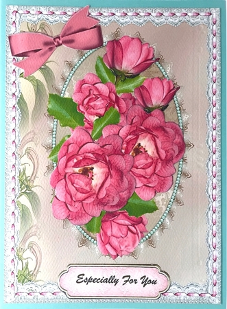 Beautiful Roses on a Lace and Pearl Plaque by Elena Pavlova