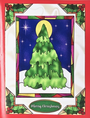Christmas Tree in Stained Glass Window A4 by Elena Pavlova