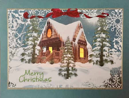 Lovely Snow Covered Log Cabin by Elena Pavlova