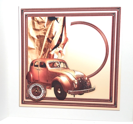 Vintage Car and Compass Matching 8in x 8in Insert Plate by Elena Pavlova