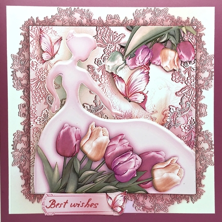 Soft Tone with Beautiful Tulip Silhouette Girl by Elena Pavlova