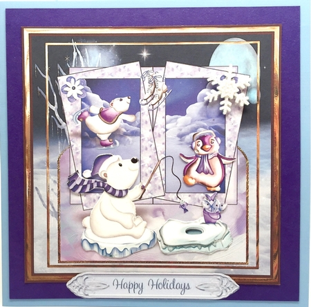 Polar Bear Fun 7x7 Card with Decoupage by Elena Pavlova