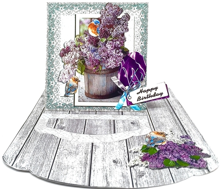 Lilacs & Bluebirds Out of Bounds Easel Topper by Elena Pavlova