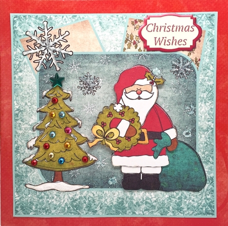 Santa Clause and Tree Card with Decoupage by Elena Pavlova