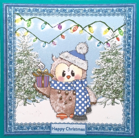 Ozzy the Christmas Owl Card with Decoupage by Elena Pavlova