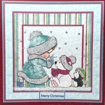 Waiting in Line for Their Gifts Card with Decoupage by Elena Pavlova