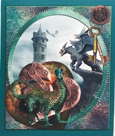 Heart Dragon Steampunk Topper with Decoupage by Elena Pavlova