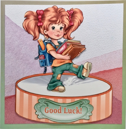 Study Girl - Shaped Card Topper with Decoupage by Elena Pavlova