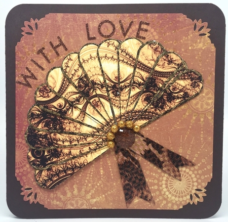 Fan Unusual Gold & Black Lace Goth Vintage + Decoupage by Elena Pavlova