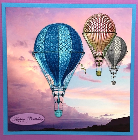 Red Sky at Night Hot Air Balloon Flight + Decoupage by Elena Pavlova