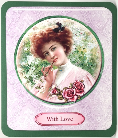 Coasters - 5 Beautiful Vintage Ladies #3-green Frame by Elena Pavlova