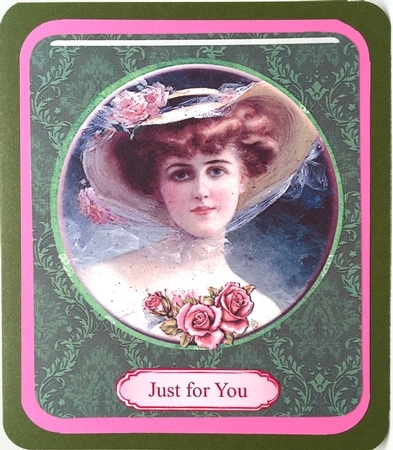 Coasters - 5 Beautiful Vintage Ladies #3-green Frame by Elena Pavlova