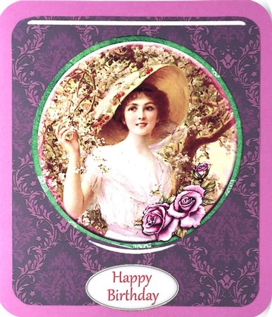Coasters - 5 Beautiful Vintage Ladies #3-green Frame by Elena Pavlova