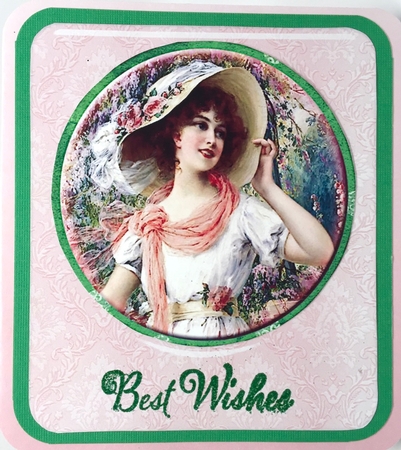 Coasters - 5 Beautiful Vintage Ladies #3-green Frame by Elena Pavlova
