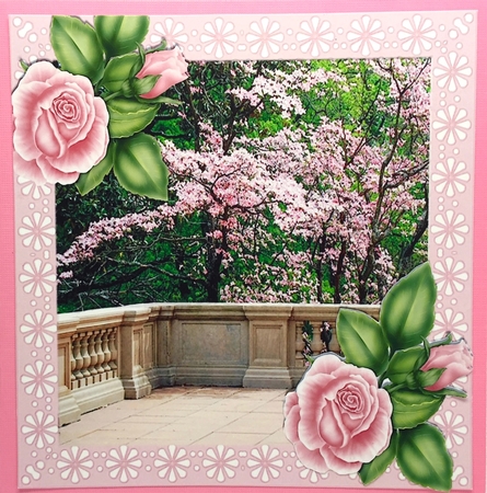 Pretty Verander of Pink Blossoms and Roses 8x8 by Elena Pavlova