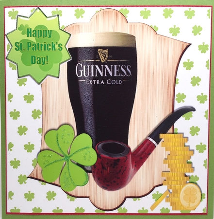A Pint and a Pipe and a 4 Leaf Clover for St Pattys Day 8x8 by Elena Pavlova