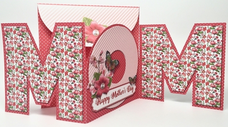 Trifold Mom Block Letters Mothers Day Card by Elena Pavlova