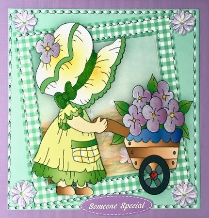Lovely Bonnet Girl with Wheelbarrow by Elena Pavlova