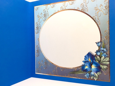 Beautiful Blue Iris Teacup & Saucer - Shaped Topper by Elena Pavlova