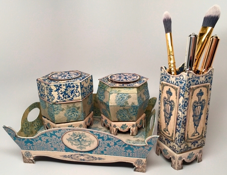 Shabby Chic French Vanity Set - Blue by Elena Pavlova