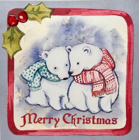 Christmas - Cosy Polar Bears by Elena Pavlova