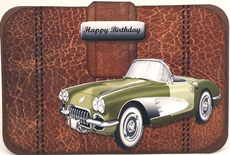 Male  Card Wallet Retro Car 2 by Elena Pavlova