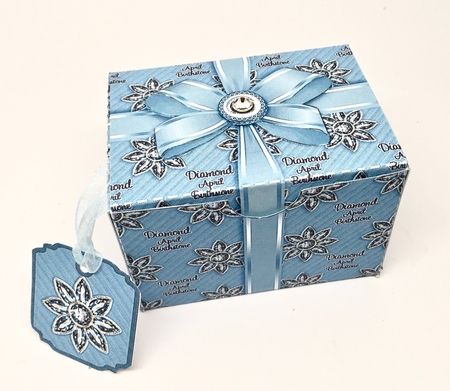 Gift Box April Birthstone Diamond with Bow Decoupage by Elena Pavlova