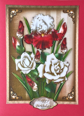 White Red Iris With Roses Card Mini Kit by Elena Pavlova