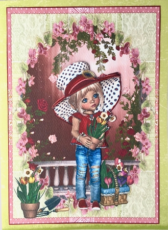 Sweet Little Gardener A5 Card Front & Decoupage by Elena Pavlova