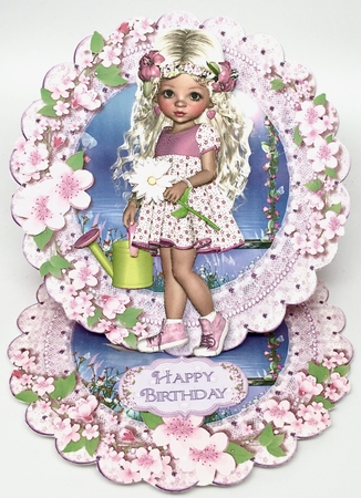 Sweet Little Flower Girl Scalloped Round Easel Card Mini Kit by Elena Pavlova