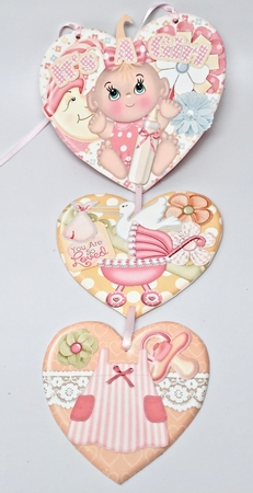 Our Little Miracle Girl Hanging Hearts Trio by Elena Pavlova