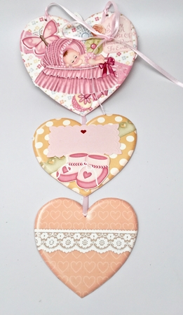 Our Little Miracle Girl Hanging Hearts Trio by Elena Pavlova