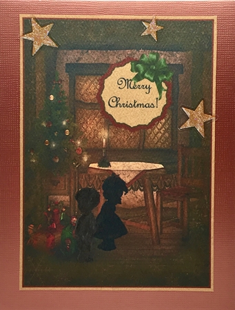 Christmas Morning Children Silhouette Quick Card Topper & Insert by Elena Pavlova