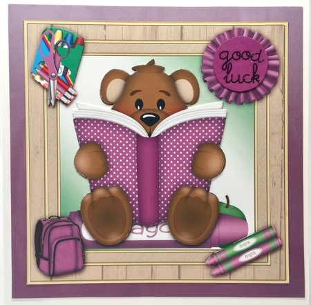 Schoolbook Bear Card Front/Topper by Elena Pavlova