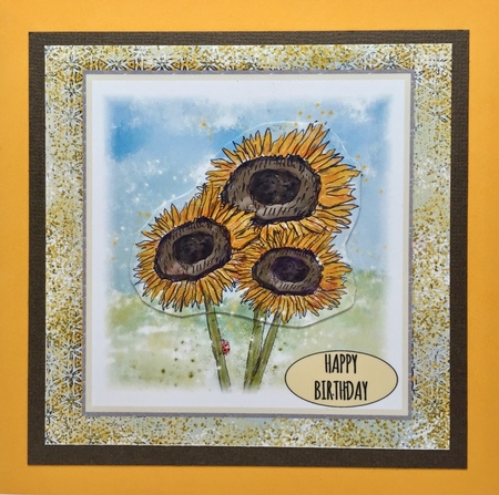 HAPPY BIRTHDAY SUNFLOWERS: 7x7, with  Optional Sunflower decoupage and Commercial Use by Elena Pavlova