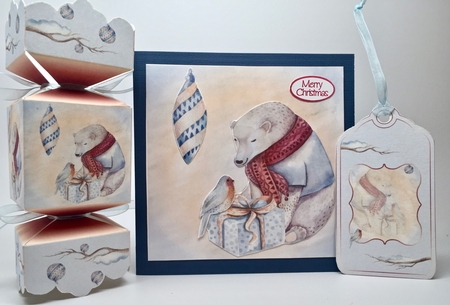 Winter Holiday Animal Quick Card & Cracker Decoupage Set by Elena Pavlova