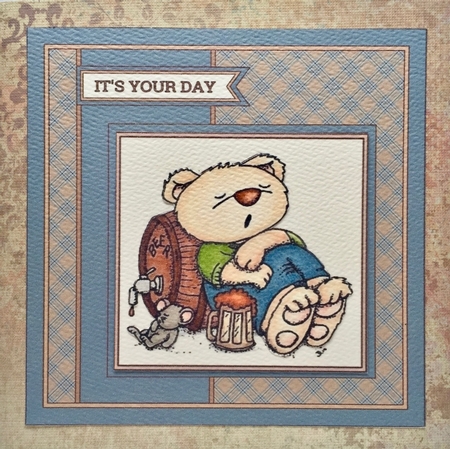 Beer Bear 6 X 6 Quick Card Topper + Gift Tag by Elena Pavlova