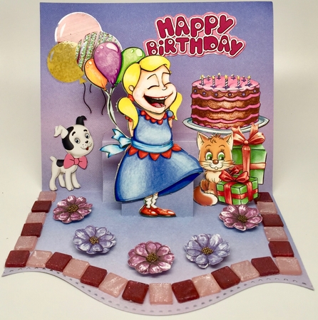 Funky coloured joined Happy Birthday tags by Elena Pavlova