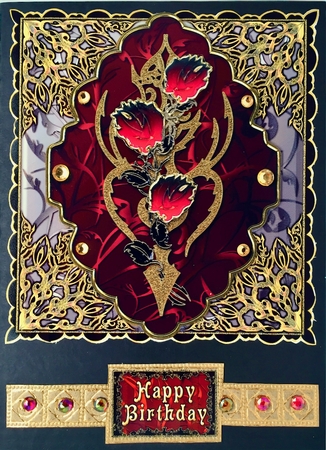 Fancy Gothic Card Front With 3 Roses by Elena Pavlova