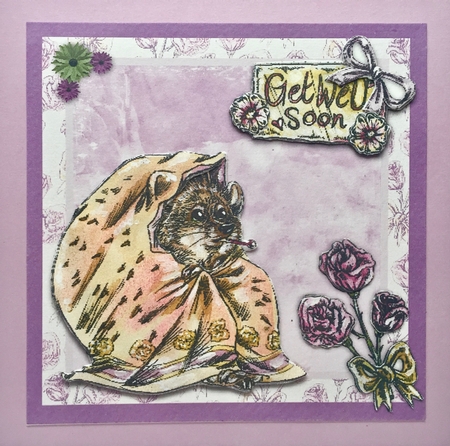 Hedgehog - Get Well 5 x 5 ins card topper and decoupage  by Elena Pavlova