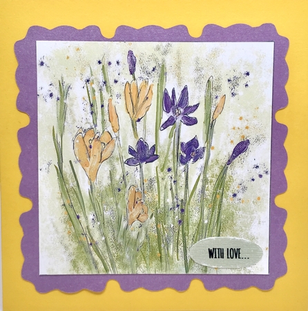 CROCUS: 8 by 8 Floral Card Front Mini Kit With Decoupage, Blank & Verse Inserts, 8 Sentiment Tags & Bonus Gift Tag by Elena Pavlova