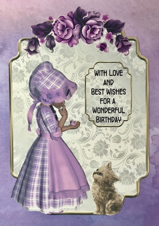 Can I Look? - 5 x 7inch card front with decoupage. by Elena Pavlova