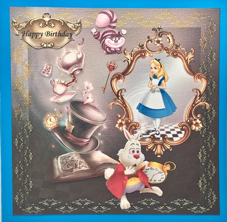 Alice In Wonderland (4)7 x 7 quick card with decoupage by Elena Pavlova