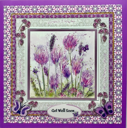 BUTTERFLY HERB GARDEN: 7x7 Quick Card Front with Decoupage, 6 Sentiment Tags & Commercial Use by Elena Pavlova