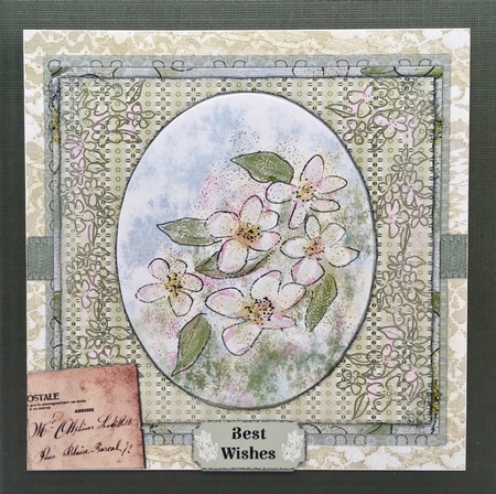 APPLE BLOSSOM & LACE: 7x7 Quick Card Front with Decoupage for Birthdays,Weddings & Other Occasions  by Elena Pavlova